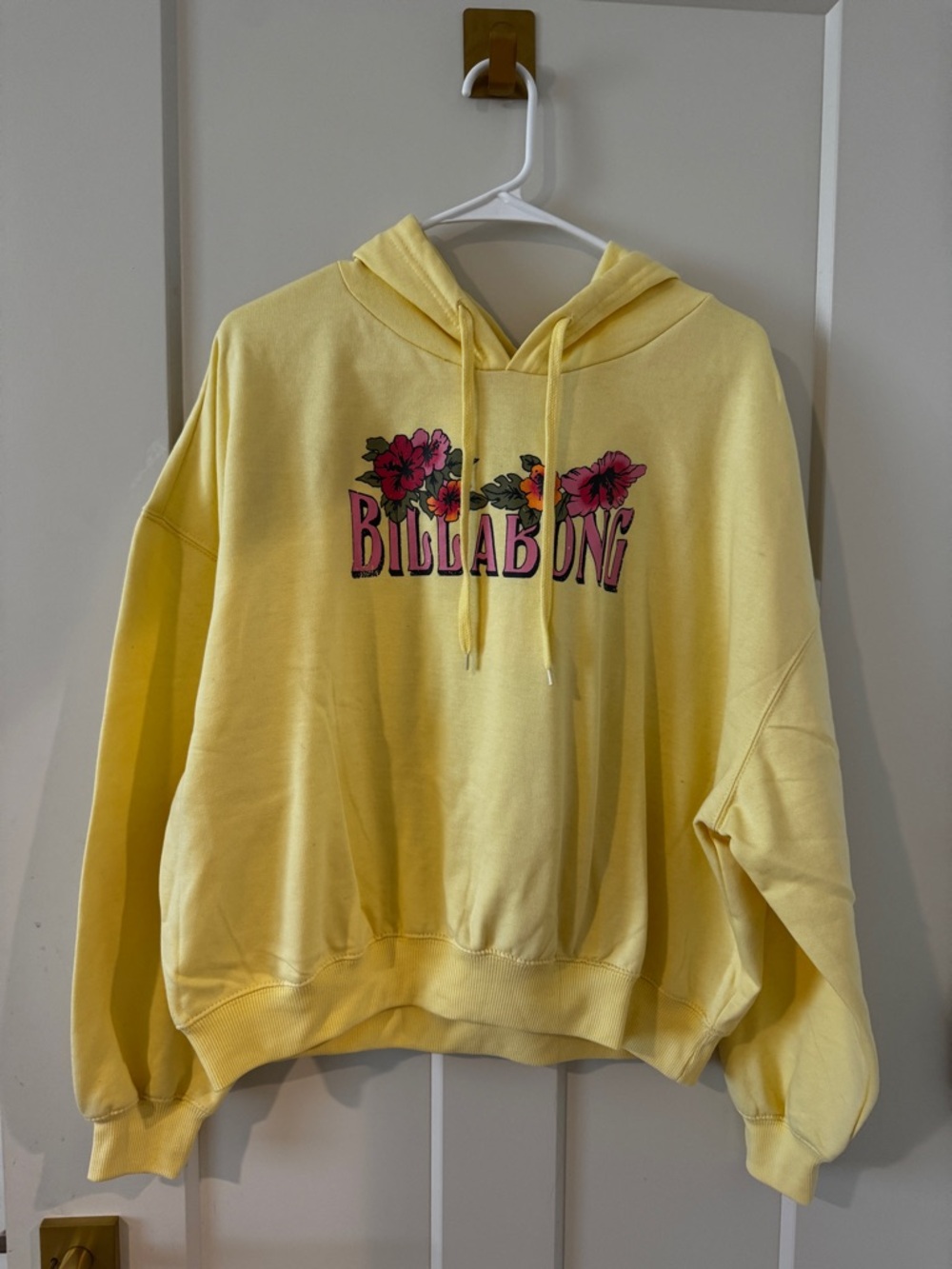 Billabong Yellow Floral Logo Hoodie size XL Hawaiian